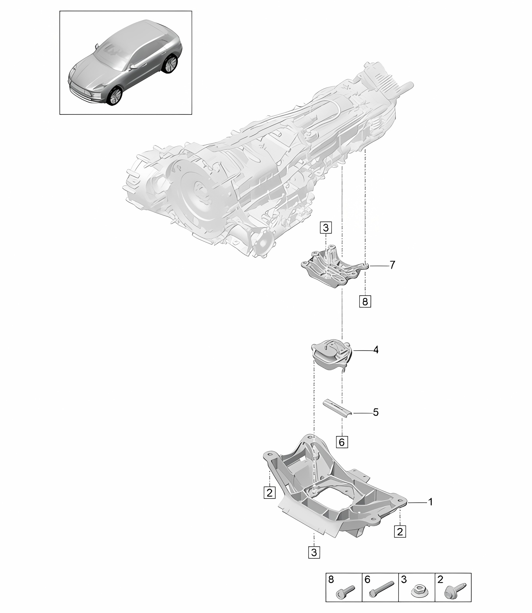 Transmission carrier 95B (II / III) Macan 2019 - 2024