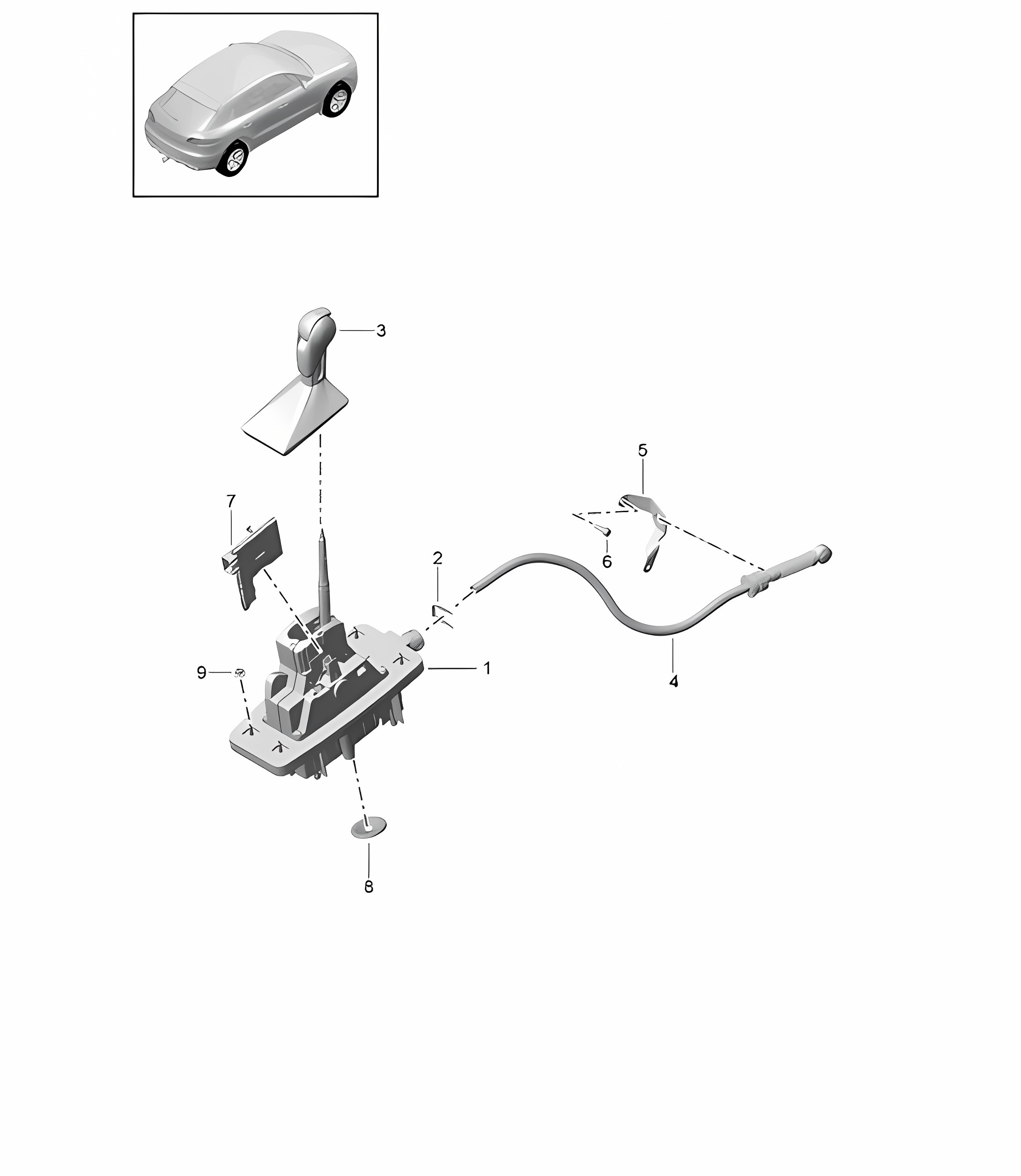 Selector lever - PDK -  95B (II / III) Macan D >> - MJ 2021
