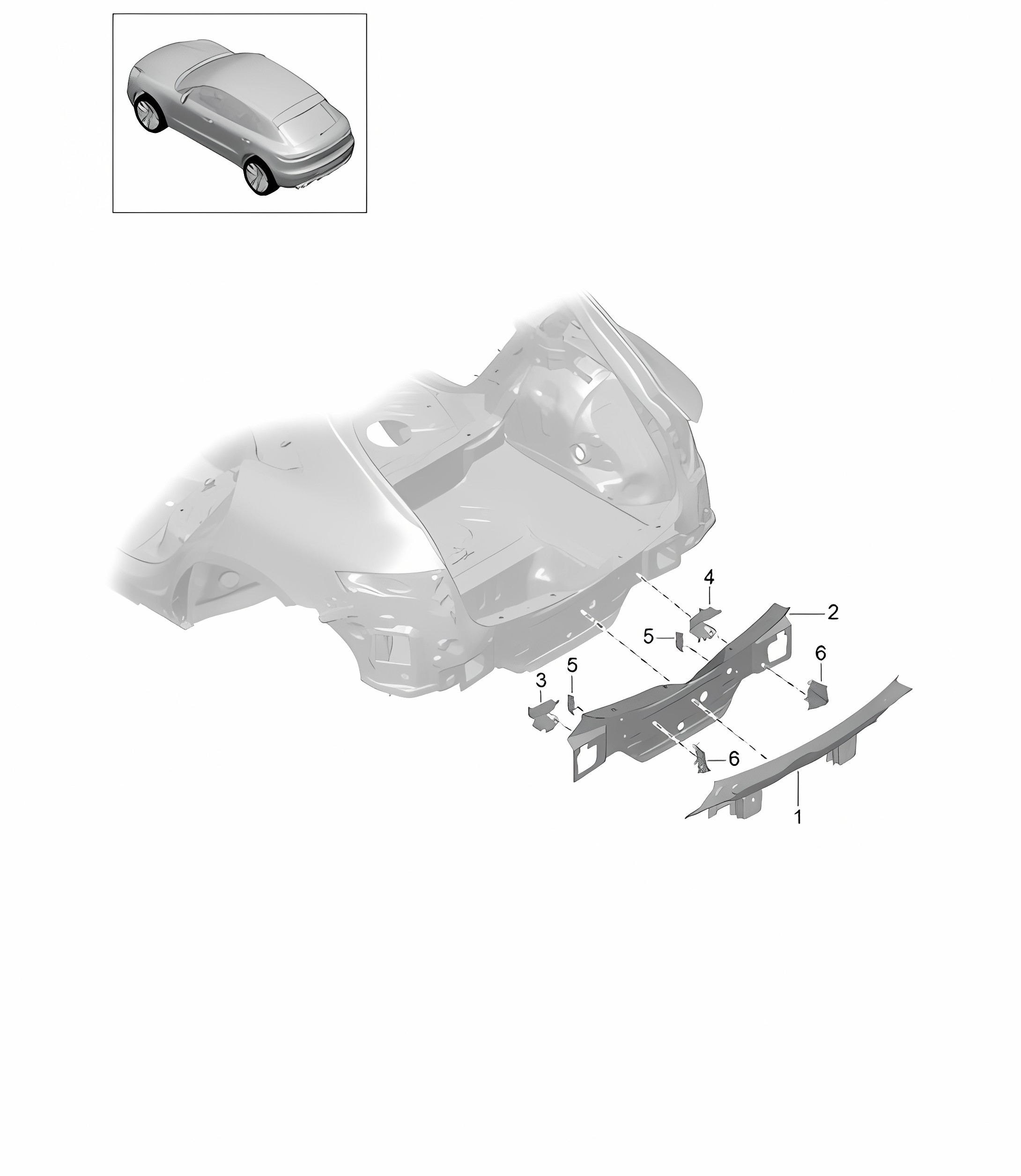 Cross panel / Rear end - REAR - 95B (II / III) Macan 2019 - 2024