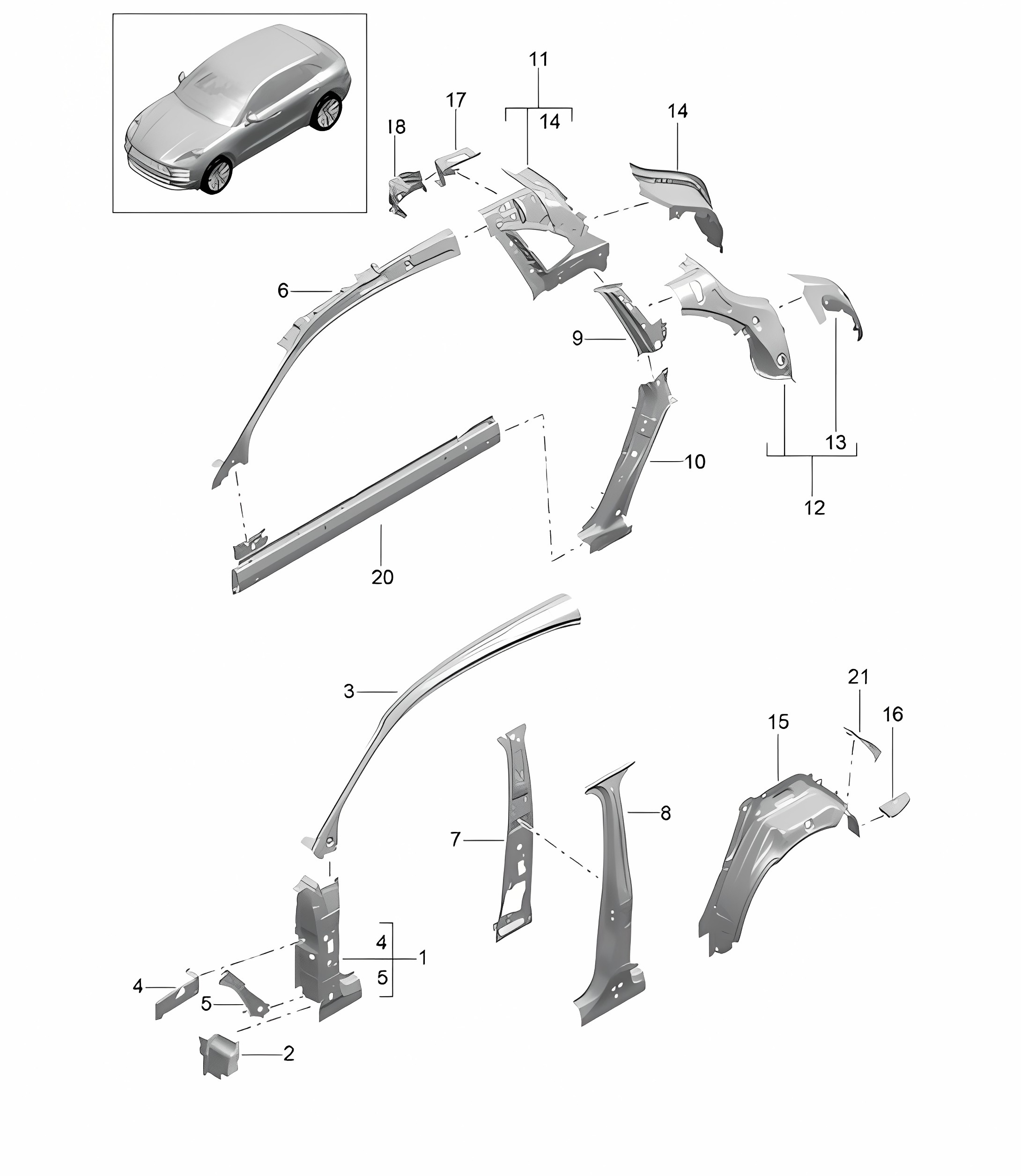 Side panel - INNER - 95B (II / III) Macan 2019 - 2024