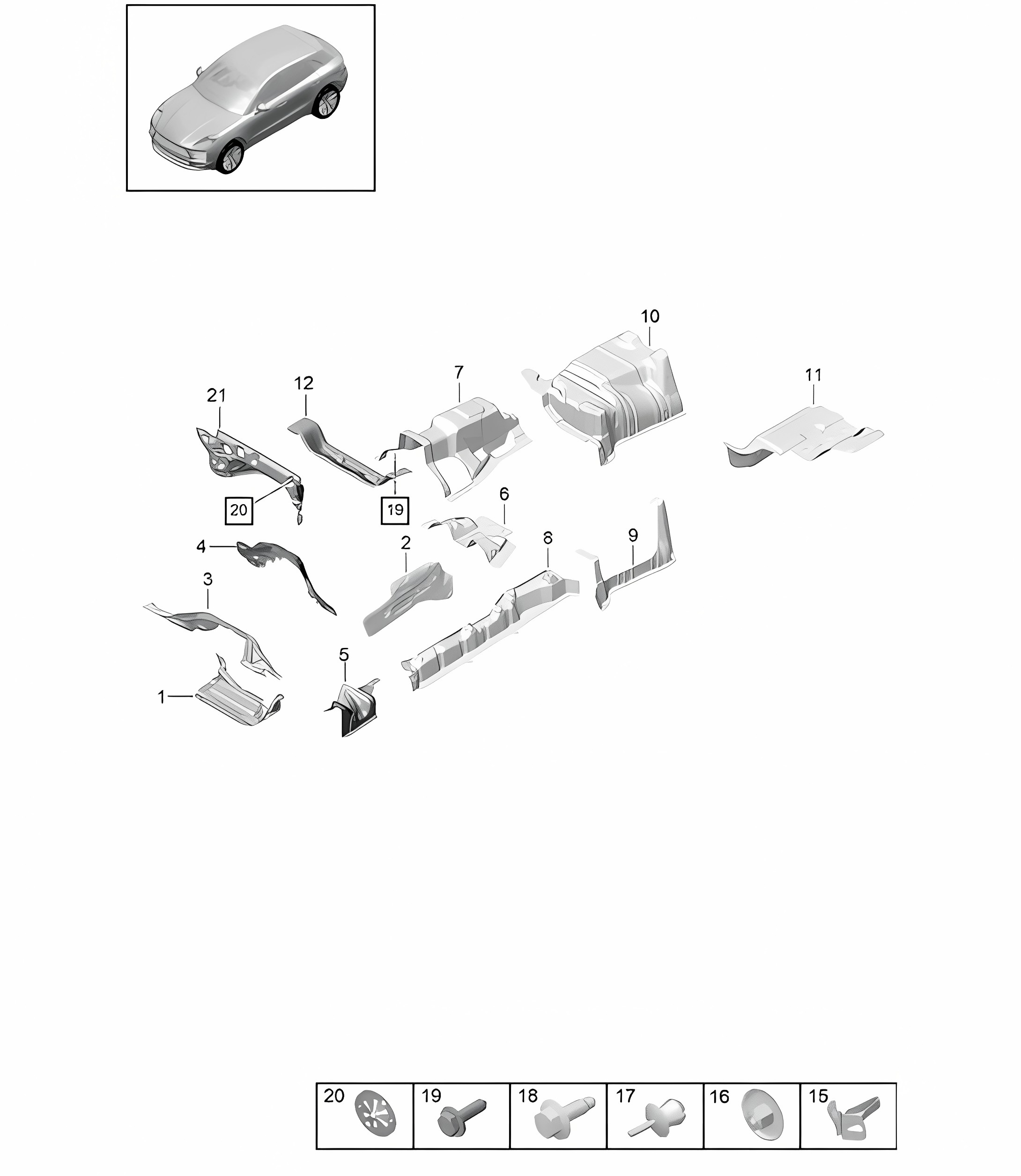 Trim / Heat insulation / Underbody  95B (II / III) Macan  2019 - 2024