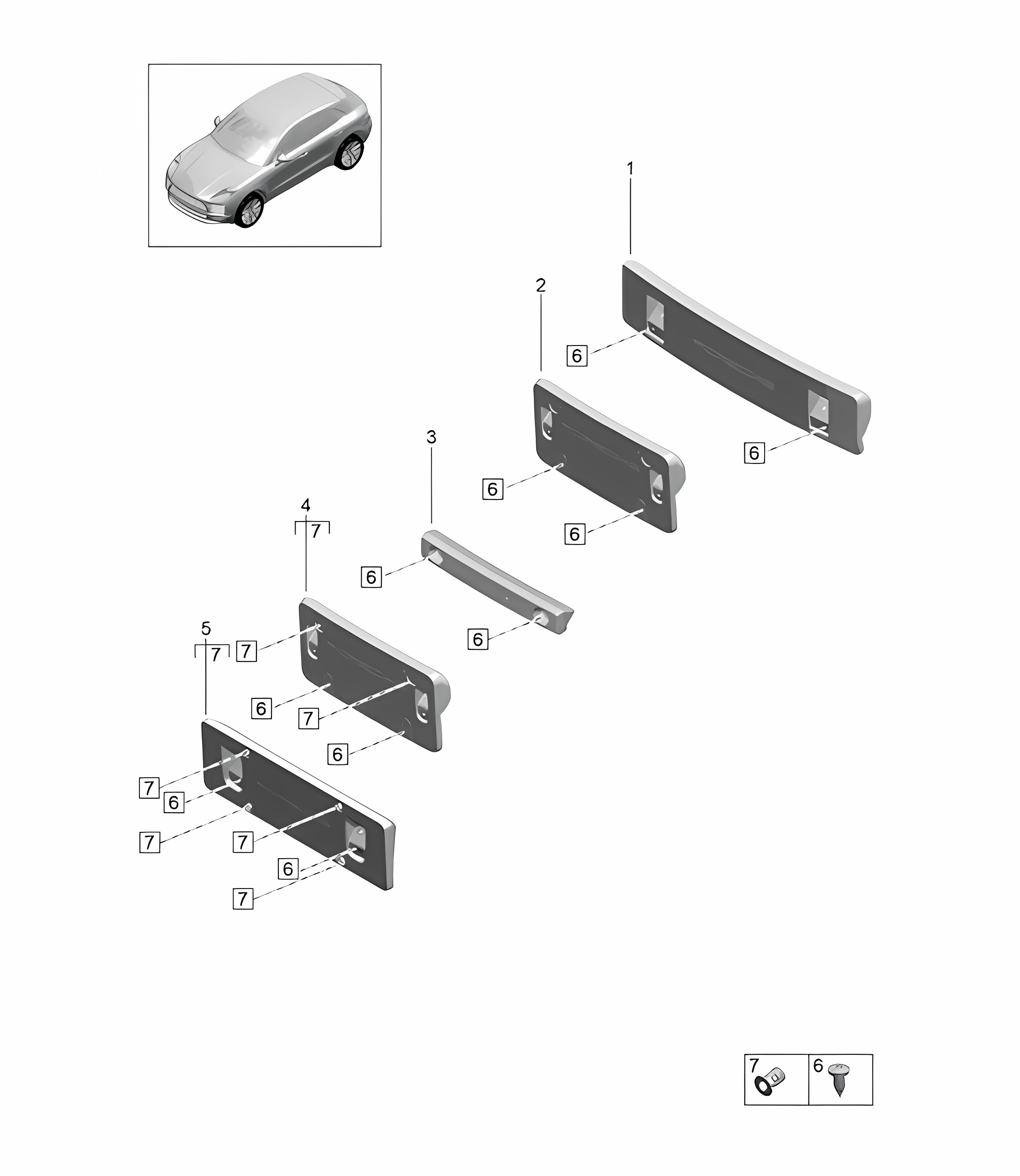 Licence plate holder / Sport Design package / Turbo 95B (II / III) Macan 2019 - 2024