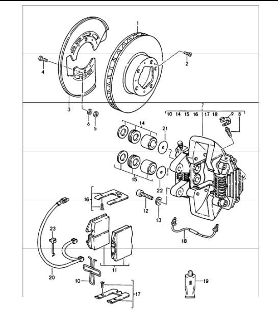 Diagram 603-00 Porsche 964 (911) (1989-1994) Wielen, Remmen
