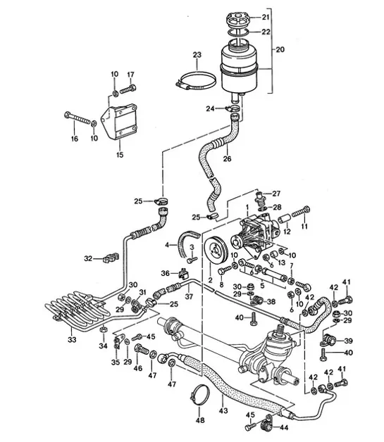 Diagram 403-002 Porsche 997 (911) MK1 2005-2008 Eje delantero, dirección 