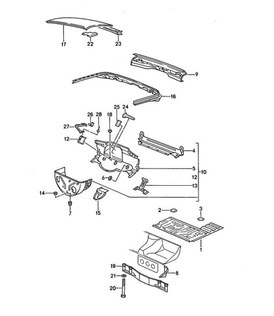 Diagram 801-020 Porsche 924 Turbo 2.0L 1979-81 Karosserie
