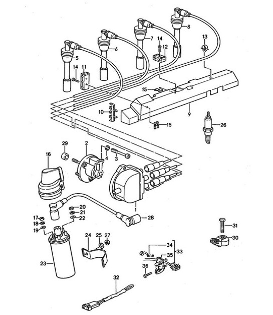 Diagram 901-000 Porsche 993 (911) (1994-1998) Materiale elettrico