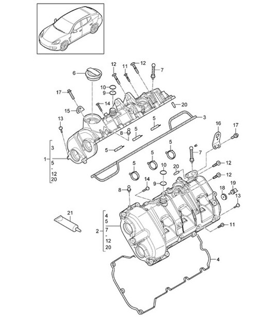 Diagram 103-021 Porsche 911 1975-1977 3.0L Turbo (930) Engine