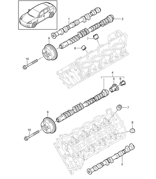 Diagram 103-045 Porsche Cayman S 3.4L 987C 2005-08 Engine