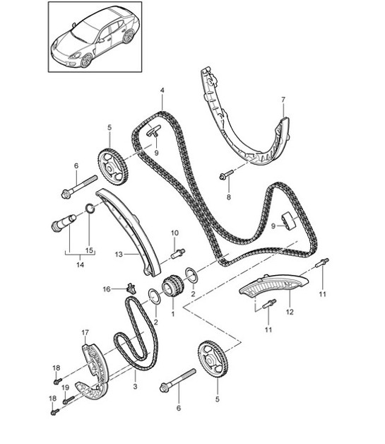Diagram 103-070 Porsche Cayenne S V6 3.0L Hybrid 380HP Engine