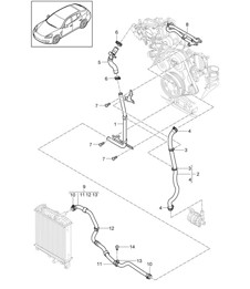 Coolant cooling system (Model: CGEA,CGE, CGFA) Panamera 970 (G1) 3.0L HYBRID 2012-16 Coolant cooling system (Model: CGEA,CGE, CGFA) Panamera 970 (G1) 3.0L HYBRID 2012-16