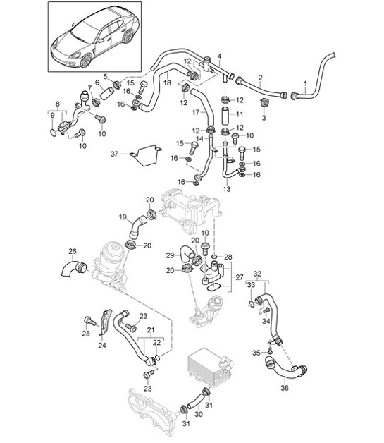 Diagram 105-070 Porsche Cayenne Turbo S 4.5L 2006>> Engine