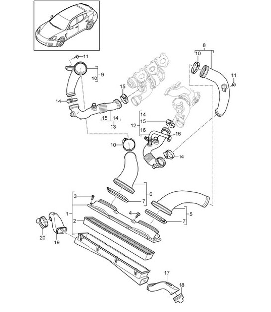 Diagram 106-025 Porsche 996 C4S 3.6L 09/01-2005 Engine