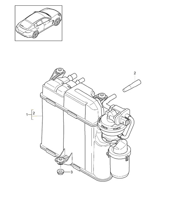Diagram 201-050 Porsche Cayman S 3.4L 987C 2005-08 Fuel System, Exhaust System