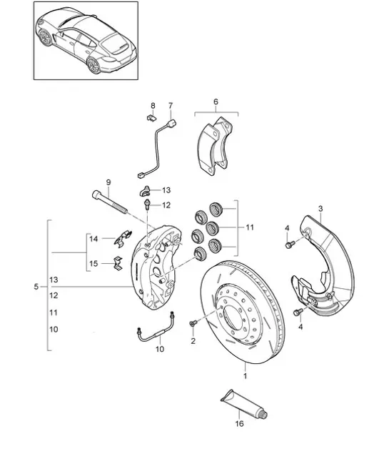 Diagram 602-000 Porsche Panamera 970 MK1 (2009-2013) Ruedas, Frenos