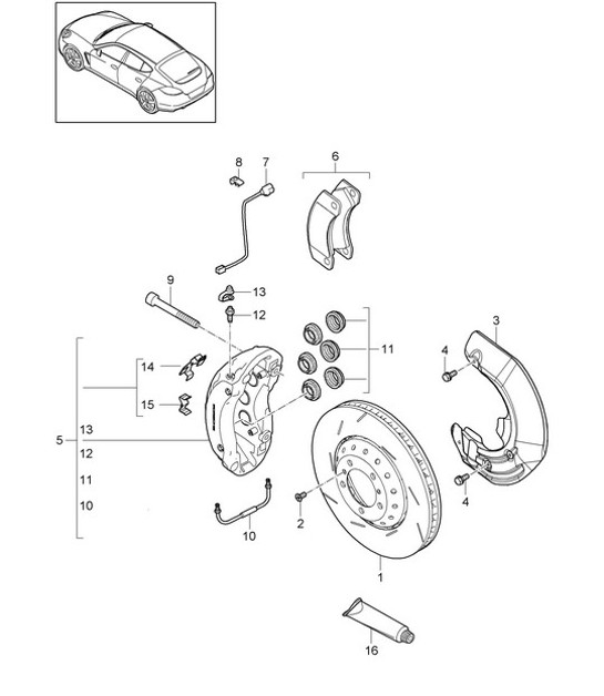 Diagram 602-002 Porsche Panamera 970 MK2 (2014-2016) Ruote, freni