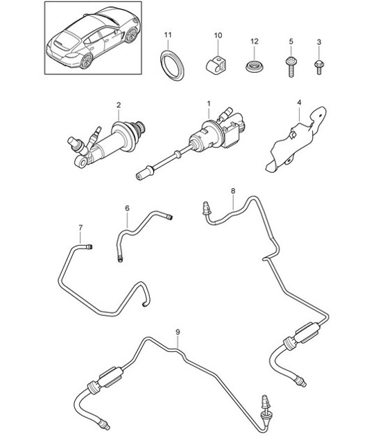 Diagram 702-010 Porsche Cayenne S 4.5L V8 2003>> Hand Lever System, Pedal Cluster 