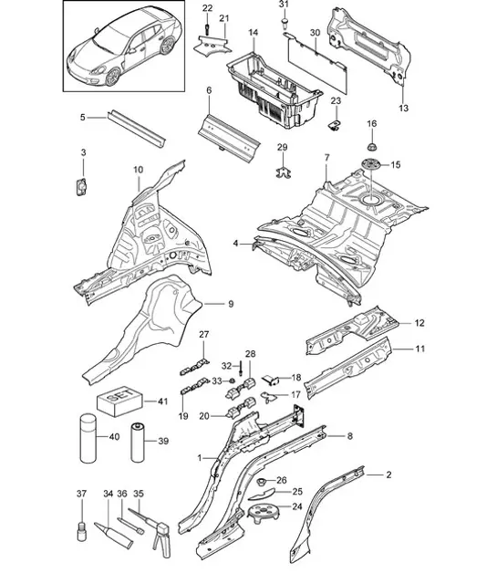 Diagram 801-035 Porsche Panamera 970 MK1 (2009-2013) Carrocería