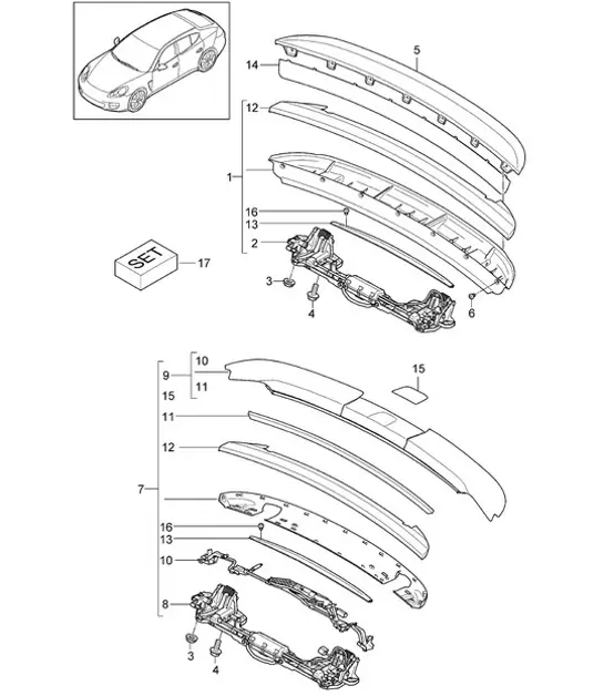 Diagram 803-007 Porsche Panamera 970 MK1 (2009-2013) Karosserie