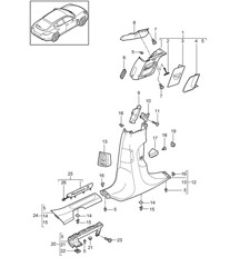 Moldura pilar B / Moldura de umbral - TRASERO - Panamera 970 (G1) 2010-16