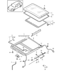 Techo corredizo (PR:650, Techo corredizo eléctrico) Panamera 970 (G1) 2010-16