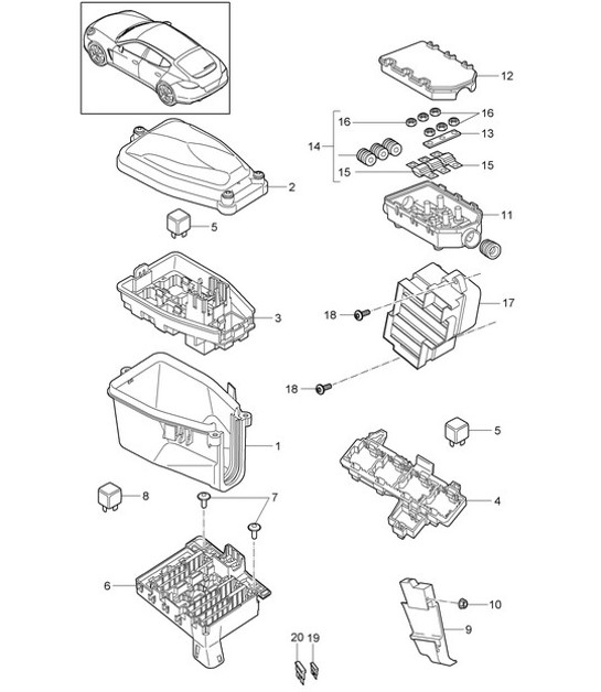 Diagram 902-000 Porsche Panamera 970 MK1 (2009-2013) Electrical equipment