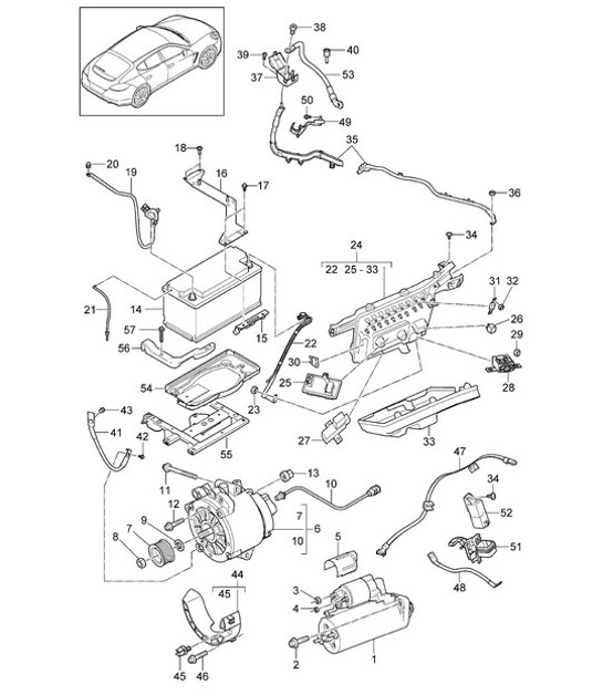 Diagram 902-005 Porsche Boxster 987 MKII 2.9L 2009-2012 Electrical equipment