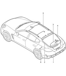Kabelbäume / Heckpartie / Dachverkleidung / Heckdeckel / Antiblockiersystem -ABS- / Bremsbelagverschleißanzeige / Hinterachse Panamera 970 (G1) 2010-16