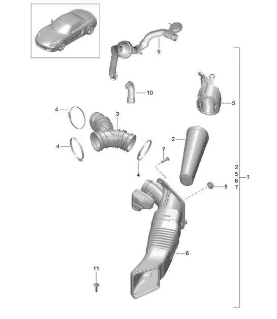 Diagram 105-020 Porsche Boxster 986/987/981 (1997-2016) Motor