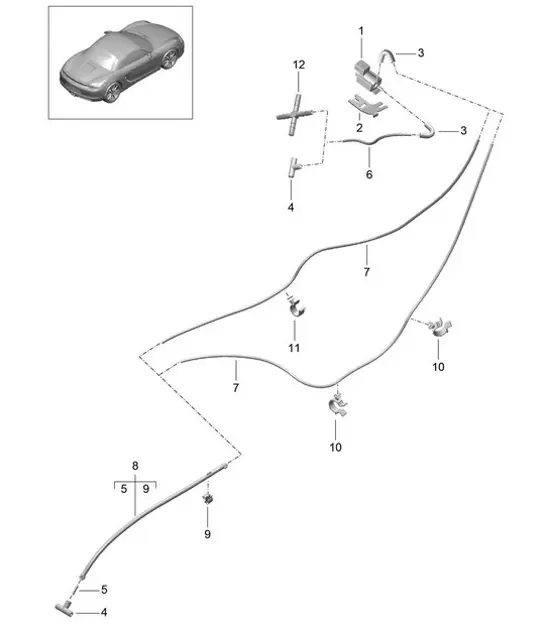 Diagram 202-015 Porsche Cayman 2.9L 987C MKII 2009-12 Kraftstoffsystem, Abgassystem