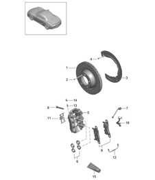 Freno a disco/Asse posteriore 981 Boxster/Boxster S 2012-16 Freno a disco/Asse posteriore 981 Boxster/Boxster S 2012-16
