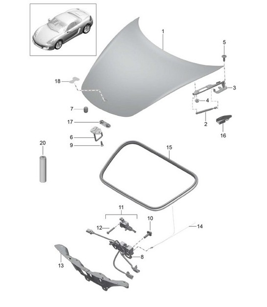 Diagram 803-000 Porsche Boxster 986/987/981 (1997-2016) Karosserie
