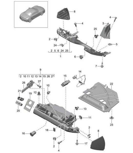 Diagram 809-010 Porsche Boxster 986/987/981 (1997-2016) Body