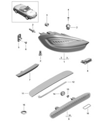 Feu arrière / Éclairage de plaque d&#39;immatriculation / Feu stop supplémentaire / Feu antibrouillard arrière 981 Boxster / Boxster S 2012-16
