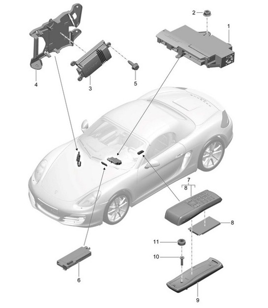 Diagram 911-010 Porsche Cayman 987C/981C (2005-2016) Electrical equipment