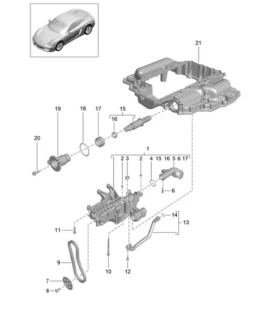 Diagram 104-000 Porsche Cayman 987C/981C (2005-2016) Motor