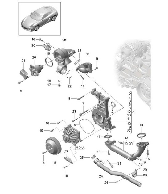 Diagram 105-000 Porsche Cayman 987C/981C (2005-2016) Motor