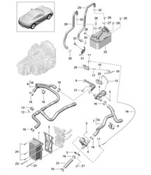 - PDK - Versnellingsbak / Warmtewisselaar / Olieleiding / Waterleiding (Model: CG205,CG225) 981C Cayman / Cayman S 2014-16