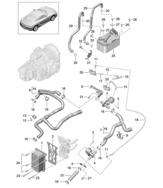 Diagram 360-000 Porsche Cayenne GTS V8 4.8L Gasolina 400 CV Transmisión