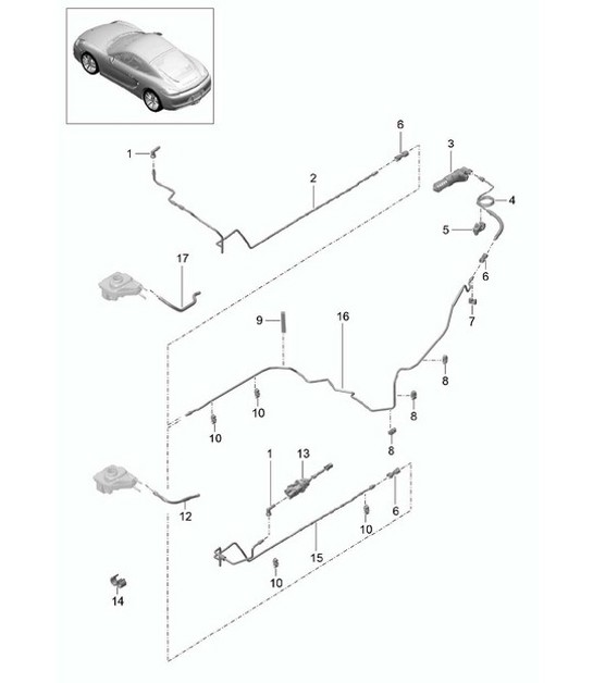 Diagram 702-008 Porsche 997 Carrera 2 3.6L 2005>> Hand Lever System, Pedal Cluster 