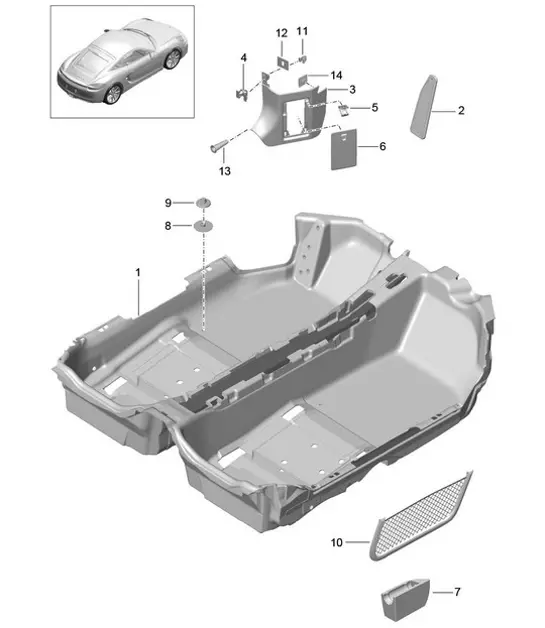 Diagram 807-010 Porsche Cayman 718 2.0L PDK (300Bhp) Carrocería