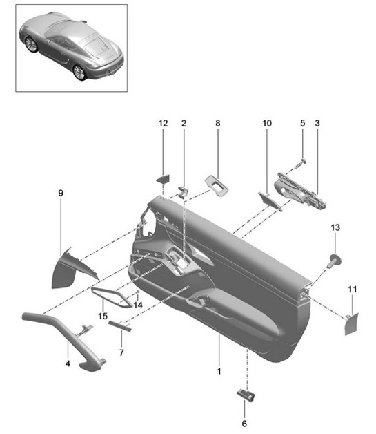 Pannello porta / Accessori / Tecnologia granitore (PR:811,788, -981,-980) 981C Cayman / Cayman S 2014-16