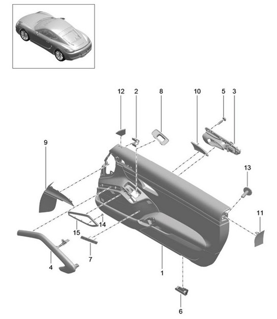 Pannello porta / Accessori / Finiture / mahagoni (PR:XWB,981, -788) 981C Cayman / Cayman S 2014-16