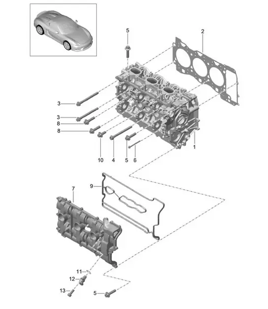 Diagram 103-000 Porsche 997 GT2 2007>> Motor