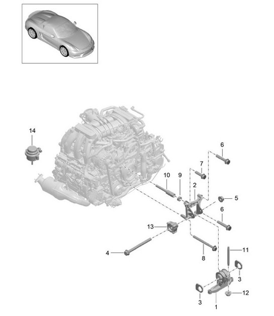 Diagram 109-000 Porsche Cayman 987C/981C (2005-2016) Engine