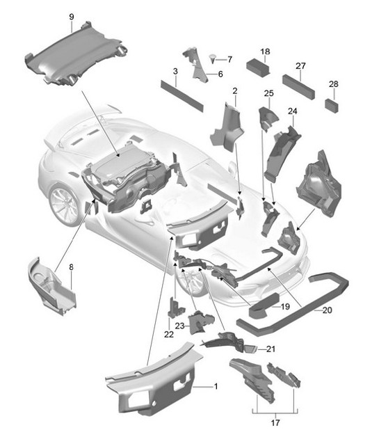 Diagram 807-080 Porsche 991 (911) MK1 2012-2016 Carrosserie
