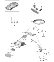 Retrovisor interior / Retrovisor exterior (PR:529) 981.SP Boxster Spyder 2016 Retrovisor interior / Retrovisor exterior (PR:529) 981.SP Boxster Spyder 2016