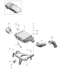 Laadluchtkoeler / turbocompressor 718 (982) Boxster 2017>> Laadluchtkoeler / turbocompressor 718 (982) Boxster 2017>>