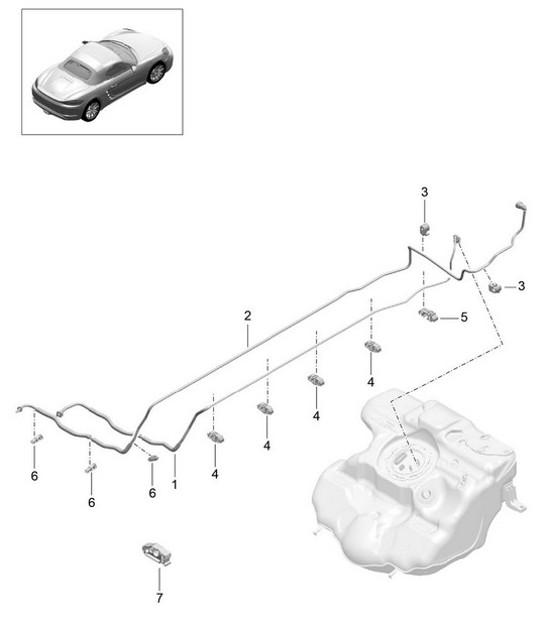 Diagram 201-005 Porsche Panamera V6 3.6L 2WD (310Hp) Fuel System, Exhaust System