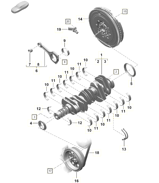 Diagram 102-001 Porsche Cayman 718C (982C) 2017>> Engine