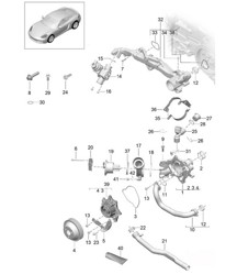 Système de refroidissement / Pompe à liquide de refroidissement / Boîtier de thermostat / Support de montage 718C (982C) Cayman 2017&gt;&gt;